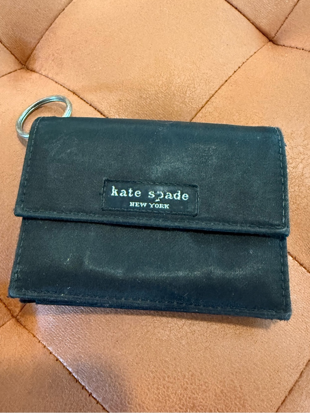 kate spade black compact keyring wallet